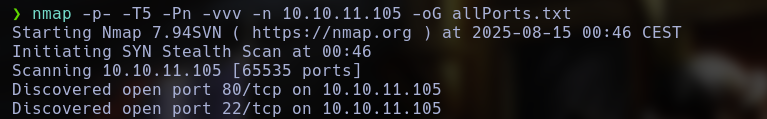 nmap results